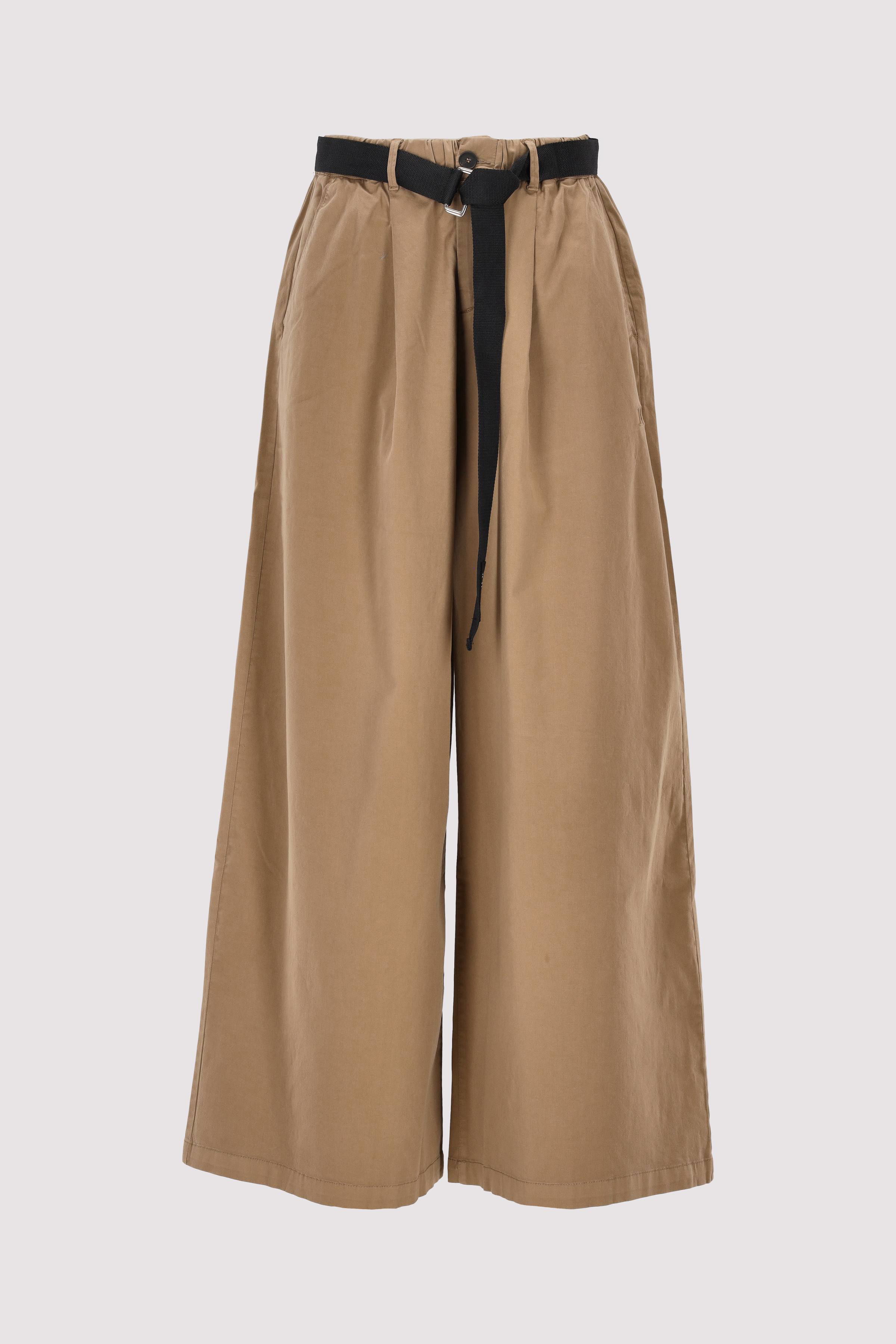belted wide leg pants twill