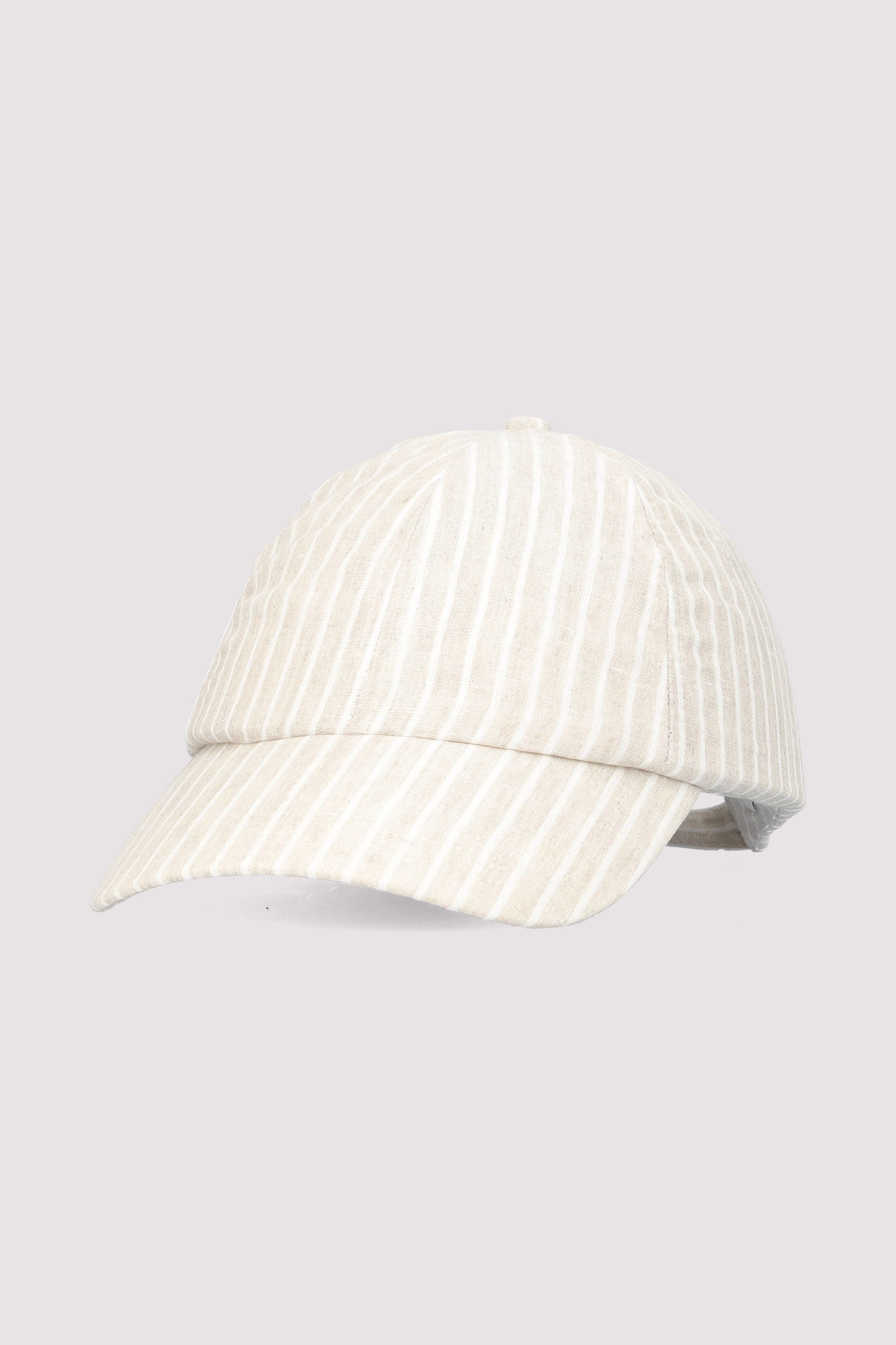 Cap, striped linen