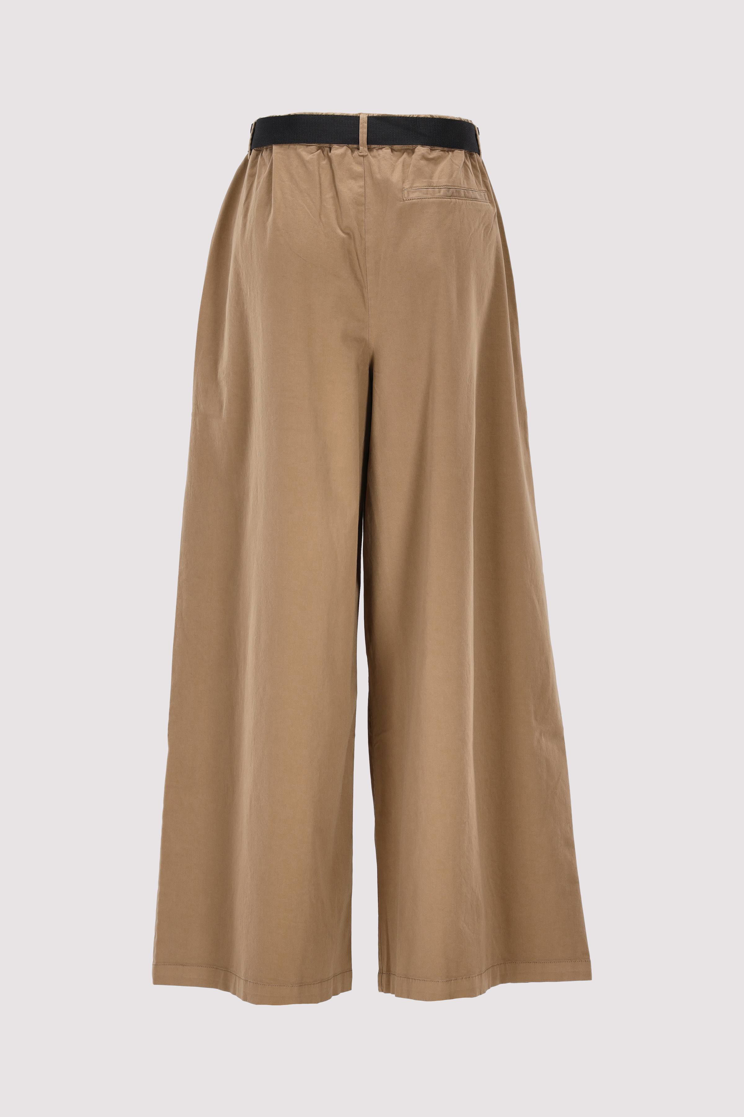 belted wide leg pants twill